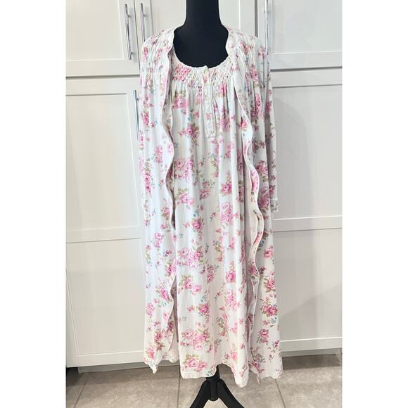 Charter Club Intimates Nightgown & Robe SET Women's M Pajamas Pink Floral Zipper - Picture 12 of 14